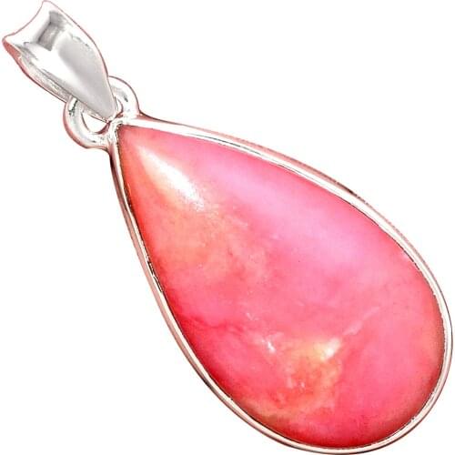 Genuine PINK OPAL Pendant 925 Sterling Silver, Total Length : 43 mm, AP7073