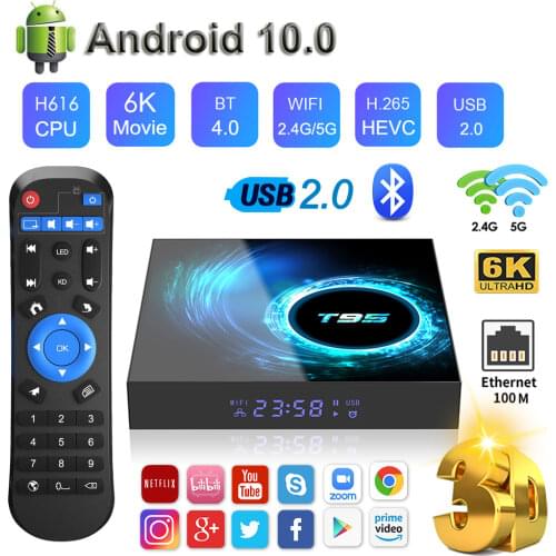 EASYTONE Android TV Box 10.0 with 4GB 32GB 6K HD Youtube Media Player 3D Video 5G Wifi Bluetooth Quad Core Smart Set top box
