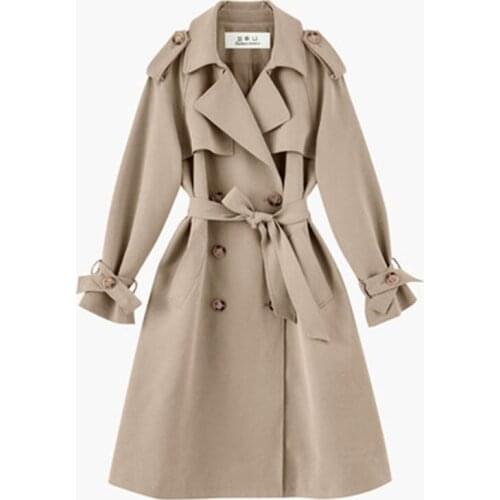 Straigh Abrigos Fashion Trench Coats Womens Spring Autumn Clothing casual Double breasted Windbreaker female Solid 2020