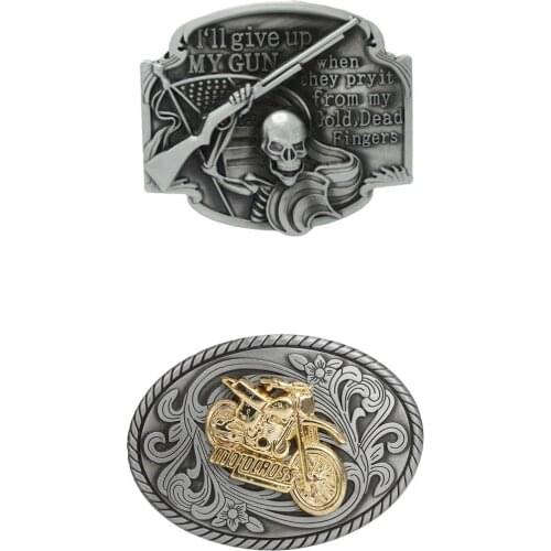 Retro Belt Buckle Metal Western Cowboy Jewelry Skull & Motorcycle