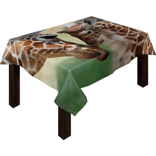 Family Wild Animals Tablecloth for Kitchen Dinning Table Top Decoration
