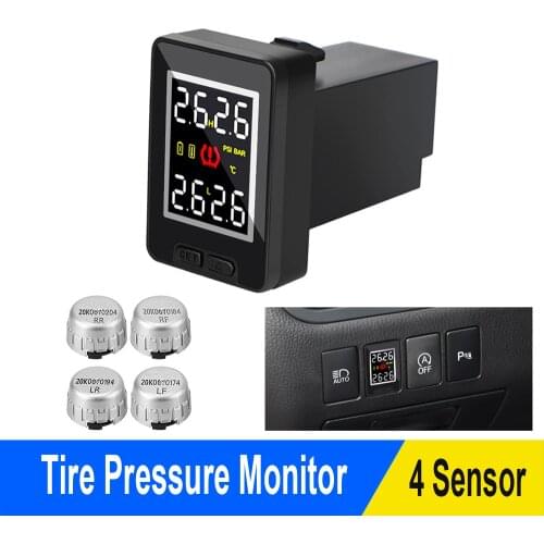 Smart Car TPMS Tire Pressure Monitor System Temperature Real-time Monitoring Tire Pressure Gauge 4Pcs TPMS Sensor for Toyota