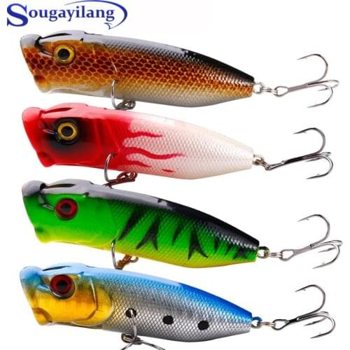 Sougayilang 4Pcs Popper Fishing Lures 10.2cm Crankbait Artificial Wobbler Hard Baits Topwater Minnow Fishing Lure Peche Leurre