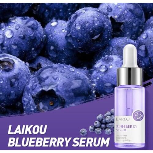 LAIKOU Blueberry Anti Wrinkle Facial Serum Sodium Hyaluronate Deep Hydrating Improve Fine Lines Shrink Pores Whiten Skin Care