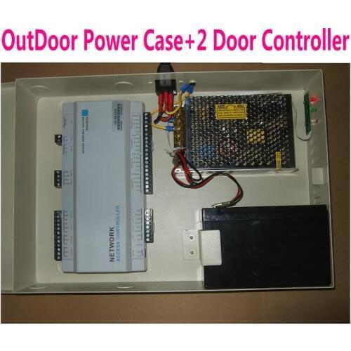 OutDoor Power Supply Metal Case Box IP54 Waterproof+2 Door Network Access Controller+with PC software and Web IP Control kits