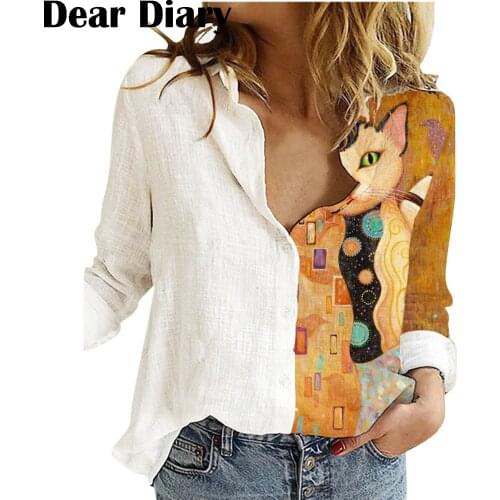 Women Shirt Retro Casual O-Neck Boho Printed Loose Button Tunic Shirt Tops Sundress Korean Clothing Fast Delivery Dropshipping