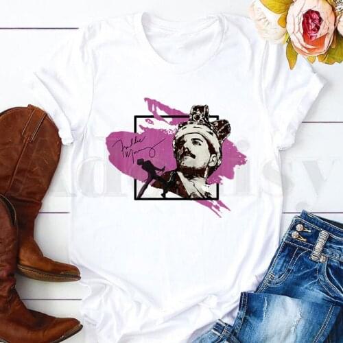 The Queen Band Rock Music Vintage Freddie Mercury Short Sleeve Female Tops Tees Harajuku VintageT Shirts Womens T-shirt