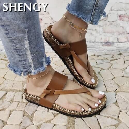 2020 Women Sandals Roma Style Summer Shoes Women Flat Sandals Beach Shoes Pu Flip Flops Plus Size Outdoor Party Shoes