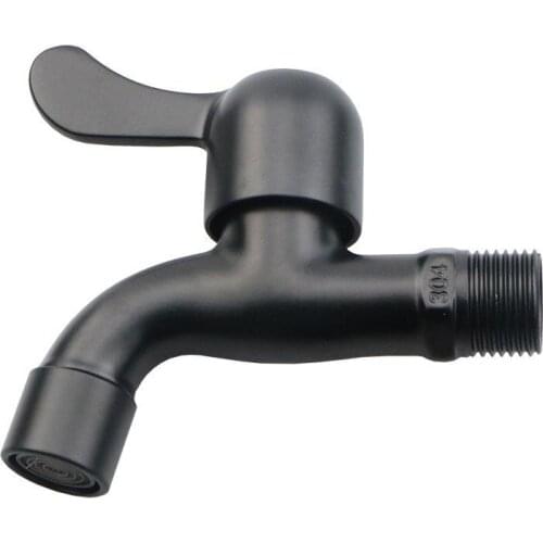 1 PCS Black G1/2'' Washing Machine Faucet Tub Tap 304 Stainless Steel Brushed Cold Water Outdoor Garden Bathroom Accessories