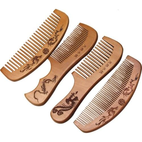 1 pc Natural Peach Wood Comb Close Teeth Anti-static Head Massage Hair Care Wooden Tools Beauty Accessories