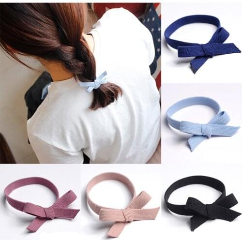 1Pcs Small Elastic Hair Bands Women Simple Fashion Bow Rubber Bands Girls Solid Color Hair Rope Ponytail Holder Hair Accessories