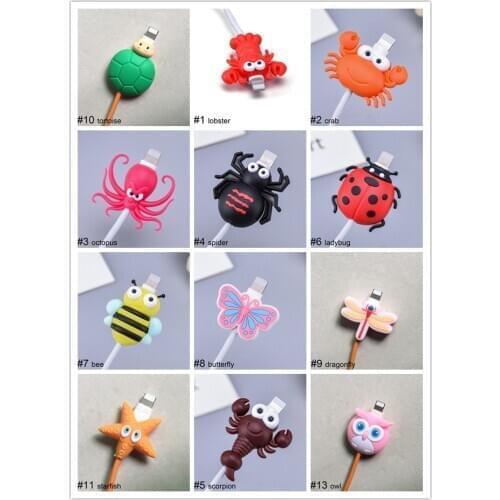 1pc Data Line Cord Protector For iPhone Charging cable USB Charger Cable Cover Wire Cord Protector Cute insect shape Butterfly
