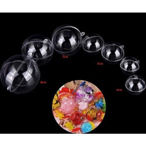 1PC 4-8cm Christmas Transparent Plastic Candy Box Bauble Xmas Ball Ornaments Tree Fillable Hanging New Clear Balls Home Decor