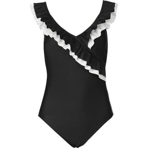 2021 Bikini Set Women Swimwear Sexy High Waist Lotus Leaf Low Collar Backless Deep V Bikini Swimsuit Swimming Pool Bathing Suit