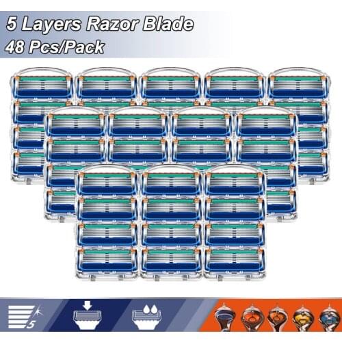 5 Layer Razor Blades Replaceable Heads Fit Gillette Fusion 5 Proglide Proshield Straight Shaving Blades For Shaver Value Refills