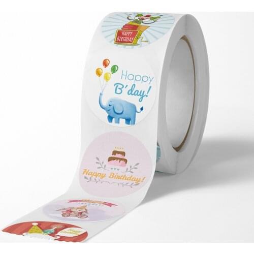 500pcs Cute Animals Happy Birthday Stickers Birthday Gift Decoration Tag Sealing Label Kids toys Gift Scrapbooking Stickers