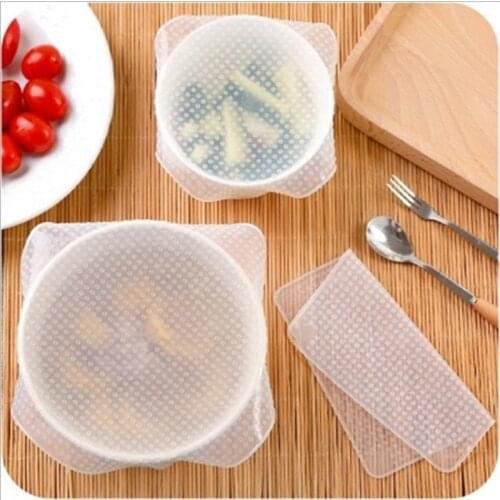 6/3pcs Food Fresh Keeping Saran Wrap Kitchen Tools Reusable Silicone Food Wraps Seal Vacuum Cover Stretch Lid Kitchen Accessorie