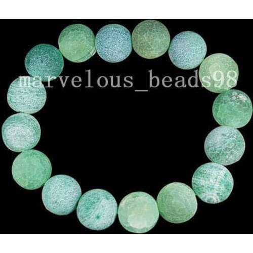 Free Shipping Fashion Jewelry 12mm Green Carnelian Ball Beads Elastic Bracelet 7" E0194
