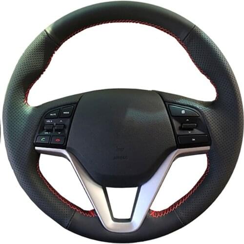 Car Steering Wheel Cover For Hyundai Tucson 2015 2016 Customize DIY Steering Wrap Microfiber Leather Hand Sewing
