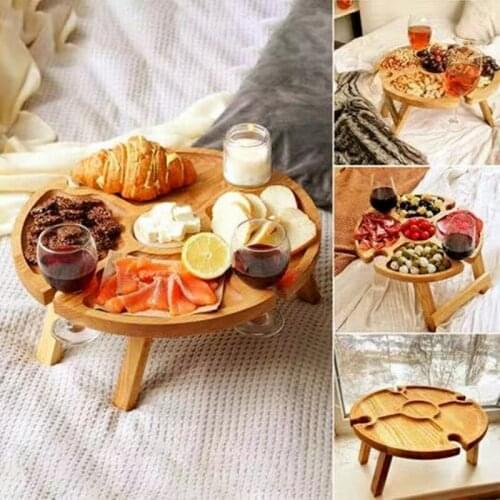 Wooden folding picnic table Folding Picnic-table With Glass Holder Wine Glass Rack Outdoor Wine Table christmas ornament storage