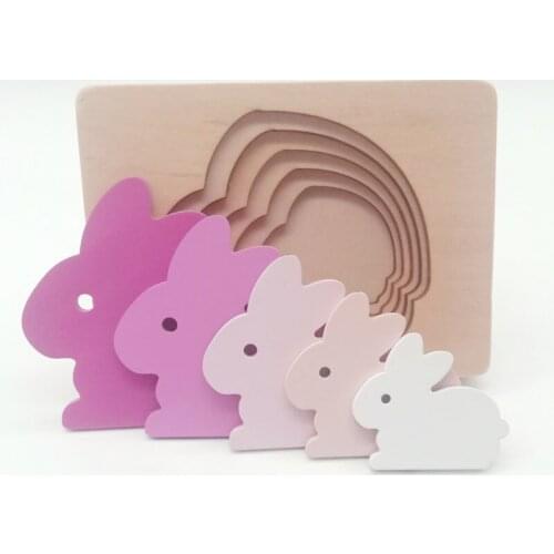 Baby Montessori Educational Wooden Toys 3D Rabbit Puzzle Montessori Early Childhood Education Preschool Toy for Children E1866F