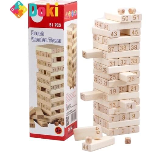 Doki Toy Large Size Wooden Domino Building Blocks Toys Tower Game Baby Educational Toy For Children Dominoes Stacking Train Toy