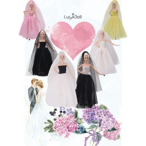 9 Colors Press Elegant Queen&Princess Wedding Dress Fit For 11.8 Inch Barbie Doll Clothes Accessories,Childs Toys,Birthday Gift