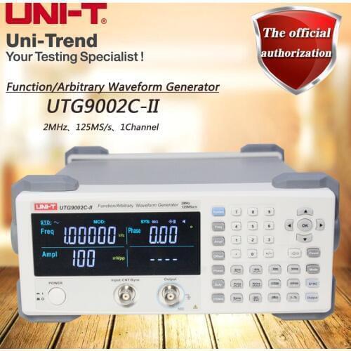 UNI-T UTG9002C-II Function/Arbitrary Waveform Generator; 2MHz Channel bandwidth, 125MS/s Sampling rate, USB communication