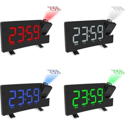 FM76-108 Band Radio Clock Digital 8 Inch LED Projector Projection Snooze Alarm Clock Radio Timer Backlight 3W Speakers Home