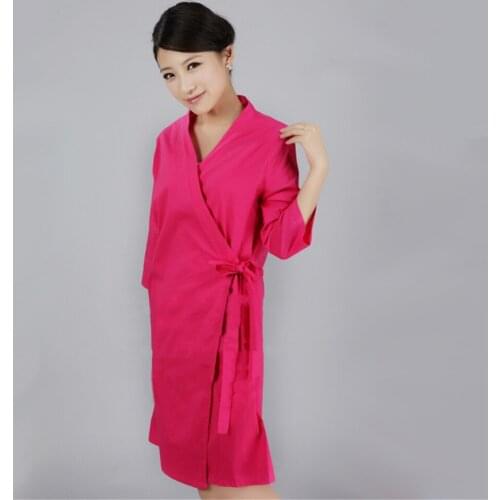 High Quality Autumn&Spring Sleepwear Robe Woman Pure Cotton Sexy Comfort Soft Bathrobe Female Loose Rose Red Bath Gown Women