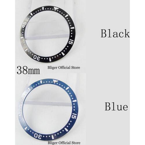 2 Colors New Black/Blue 38mm Ceremic Watch Bezel Ring Insert Fit for 40mm Automatic Mens Watch