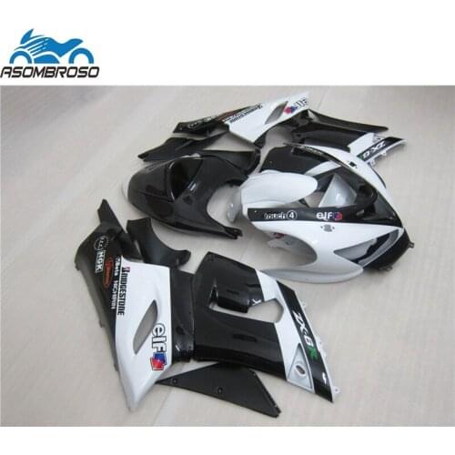 Free Customize ABS Plastic Motorcycle part for Kawasaki Ninja ZX6R fairing kit 2005 2006 white black fairing set zx6r 05 06 BN49