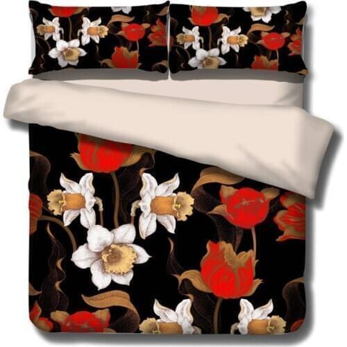 3D Print Bedding Set Flower Duvet Cover Set Pastoral Style Pink Bed Linen Daisy Bed Set Home Bedding Four Season Bedding Set