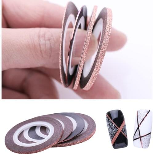 3Pcs Rose Gold Nail Striping Tape Line 1mm 2mm 3mm Sticker Matte Glitter Stickers DIY Decors Tool Nail Art Decoratio