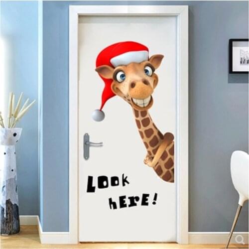 Hot sale 1 Pc Vivid interesting Giraffe Decorative Combination DIY Wall Sticker Decor Animals 3D Giraffe Home Bedroom Wall Decal