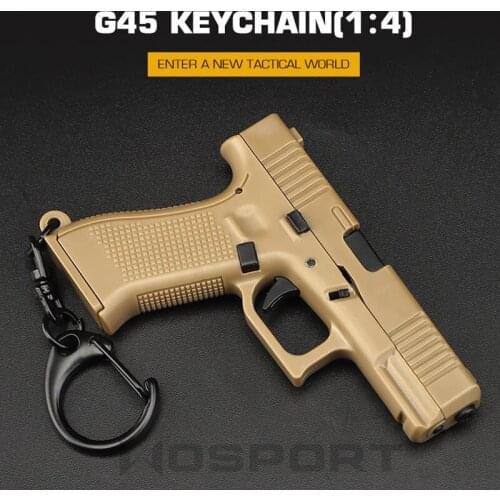 New Pistol Shape Keychain Glock 45 Hangun Model Keychain 1:4 Reduced Mini Decorations Key Ring with Movable Lever and Magazine