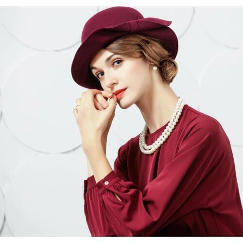 New Arrival Women Hats Flower Fashion Woolen Fedoras Cap Female Casual Elegant Lady Wool Caps Warm England Fedoras Hat B-7471