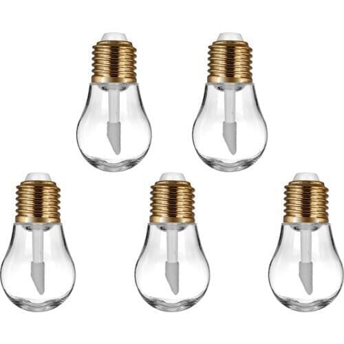 New 5 Pieces Cute Light Bulb Shape Empty Lip Gloss Tube Mini Refillable Lip Balm Bottles Sample Vials With Rubber Inserts