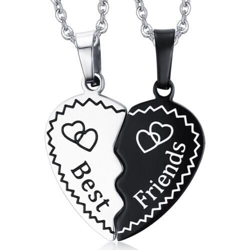One pair of Fashion Stainless Steel Love Heart Pendant Friendship Necklaces Best Friend Gifts Women Men Dropshipping