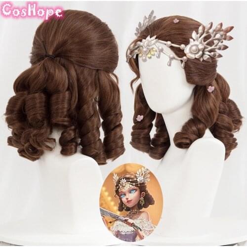 Identity V Mary Cosplay Bloody Queen Cosplay Wig Women 35cm Curly Brown Wig Cosplay Anime Heat Resistant Synthetic Wigs