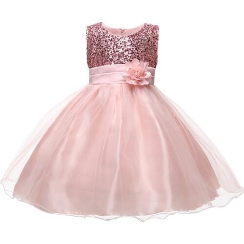 Girls Dress Flower Flash Sequins Dress For Girls Party birthday Present Christmas Princess Dress Ball Gown Children Clothing