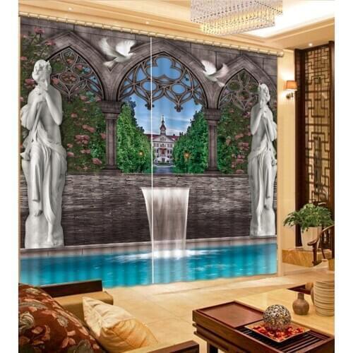 Custom 3d curtains for living room European creative architecture kitchen 3d stereoscopic blackout curtains