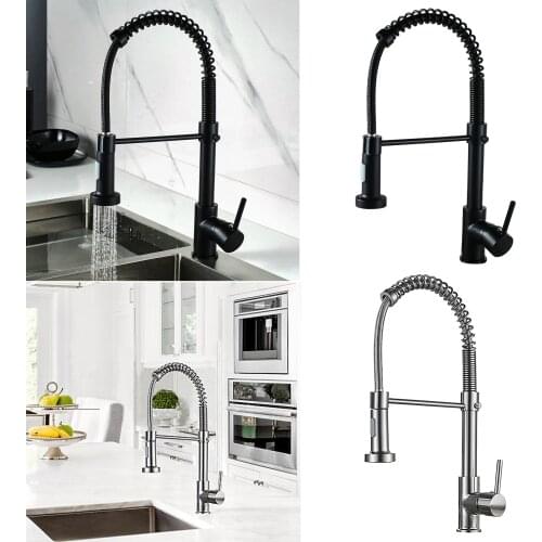 Swivel Sink Mixer Sprayer Modern Kitchen Tap Single Lever Dual Ways Spout Pull Down Faucet