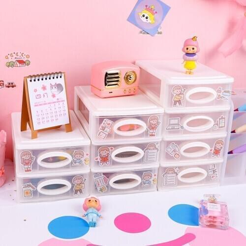 Yisuremia Transparent Desktop Organizer 2/3/4 Layers Plastic Makeups Pens Desk Storage Box School Stationery Holder