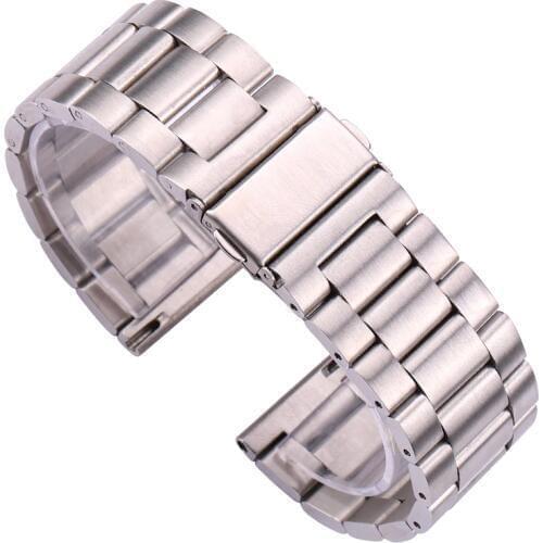 Stainless Steel Watchband 18 20 22 24mm Solid Link Silver Watch Band Strap High Quality Replacement Bracelt Watch Accessories