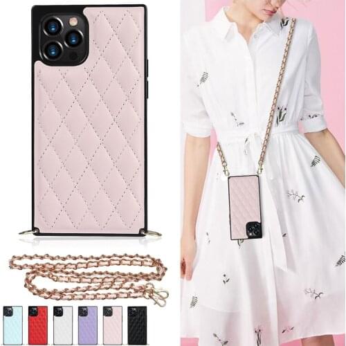 Luxury Cover For iPhone 12 11 Pro Max 12 Mini XR XS Max 7 8 Plus 6 S 6S Plus SE 2020 Crossbody Necklace Holder Phone Case Etui