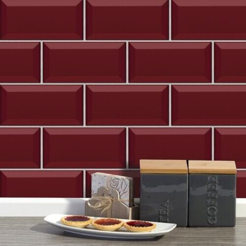 Ruby Red Terrazzo Wall Stickers Retro Oil-proof Waterproof Tile Sticker For Kitchen Bathroom Ground Wall House Decoration