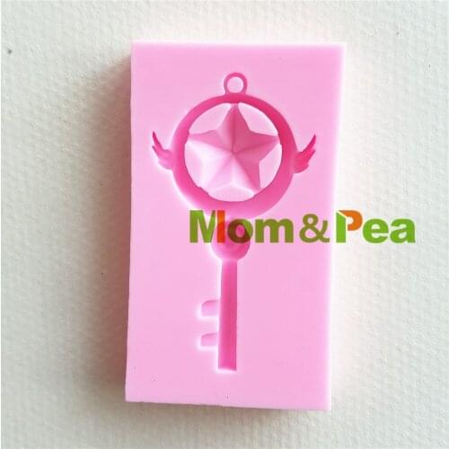 Mom&Pea MP138 Free Shipping Star Key Silicone Mold Cake Decoration Fondant Cake 3D Mold Soap Mold Food Grade