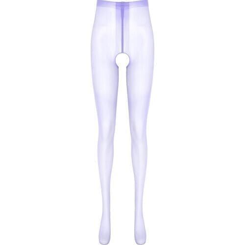 Womens Lingerie Crotchless Pantyhose See-Through Stretchy Slim Fit Erotic Sexy Tights Stocking Glossy Thin Leggings Underwear