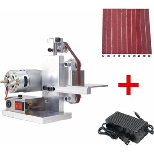 1Set DIY micro belt machine Electric mini polishing sanding machine Bench sander DC12-24V
